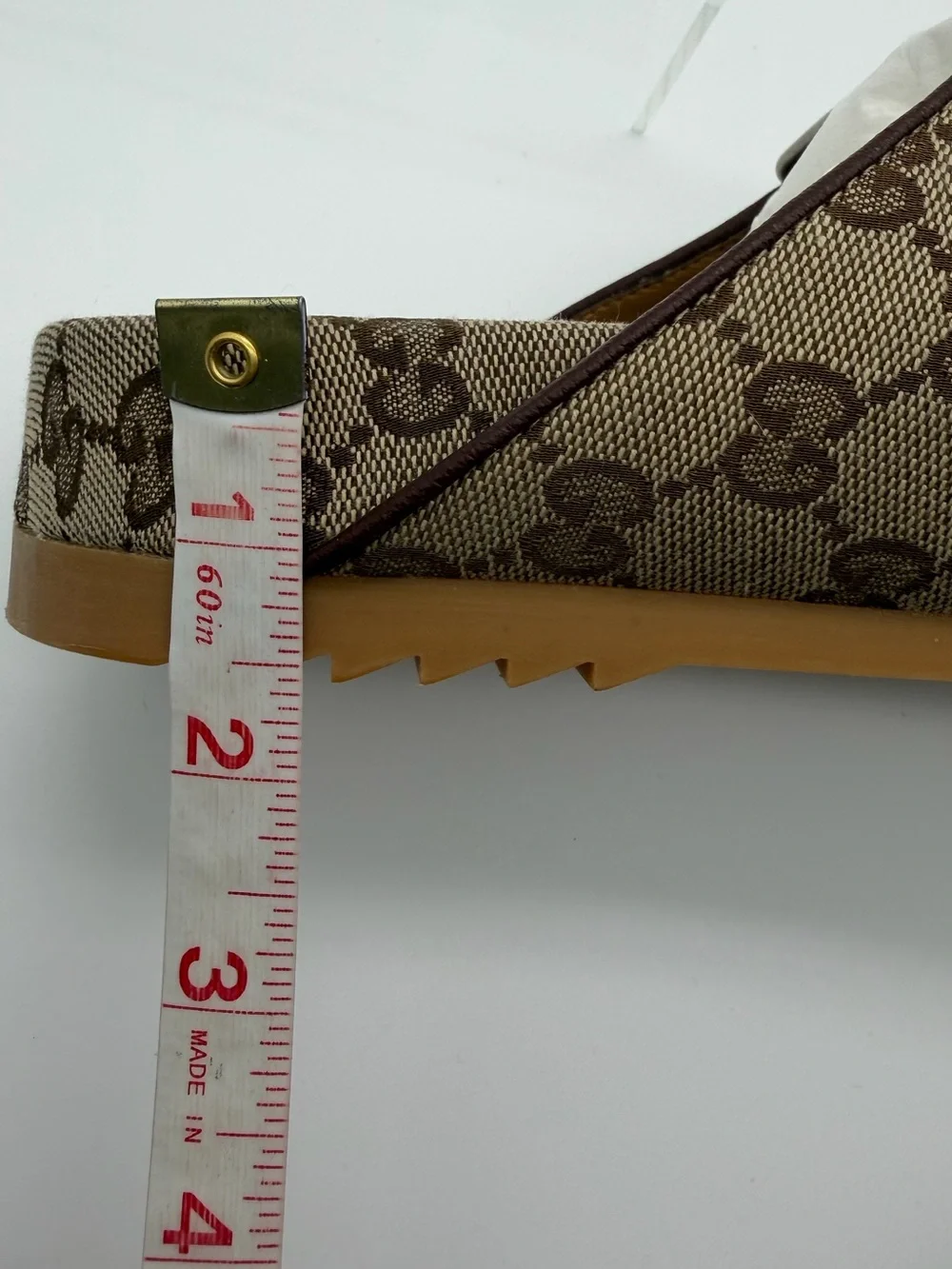 Gucci GG Lavaredo Monogram Canvas Leather Slip on Double Buckle Sandals Men's 6